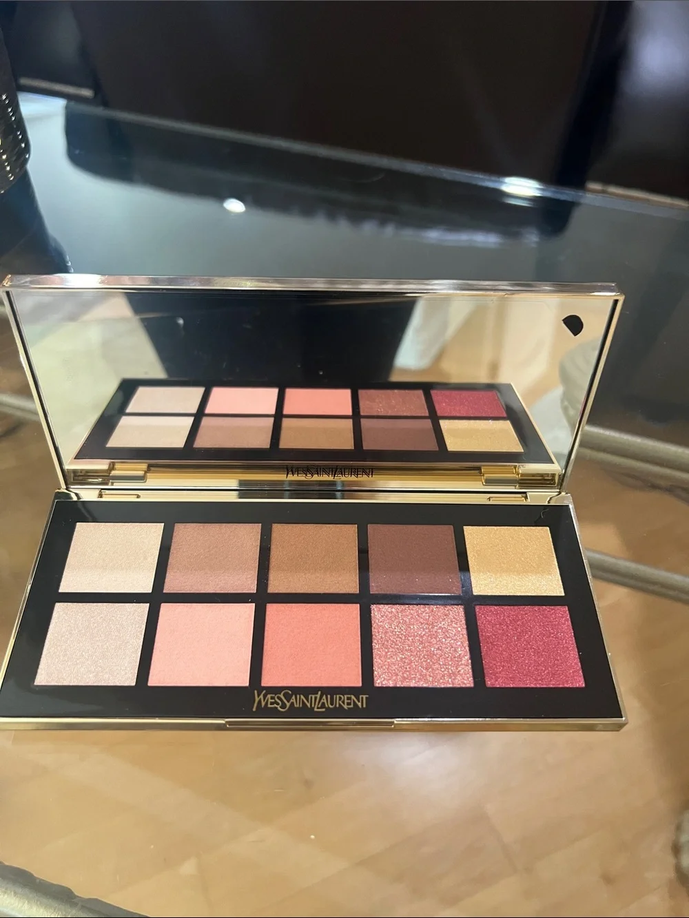 Yves Saint Laurent Black and Gold Quilted Compact Palette